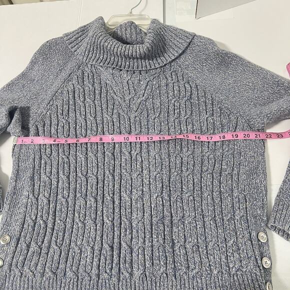 Talbots Chunky Cable Knit Sweater Womens Size XLp Petite Gray Cotton Fisherman - Picture 9 of 12